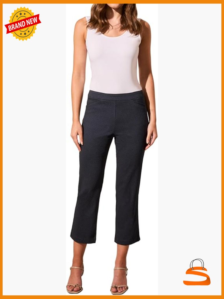 Pull-On Kick Flare Capris With Elastic Waist